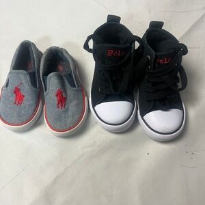 Lot of 2 Polo Ralph Lauren Shoes Bundle: Slip-On & High-Top Sneakers, Size 6 & 8